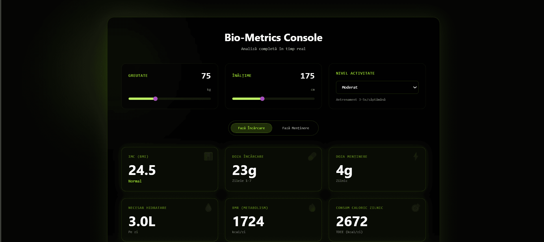 KreatineOS — Bio-Hacking SaaS project screenshot